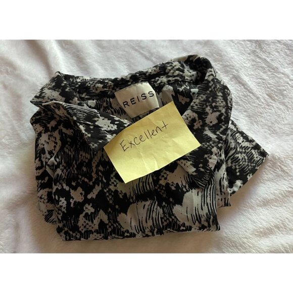 Reiss Womens Black & White Abstract Button-Up Blouse Size 6 Long Sleeve Casual - Picture 9 of 9